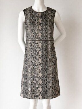 Max Mara Studio Snake Print Jacquard A-Line Dress US 8